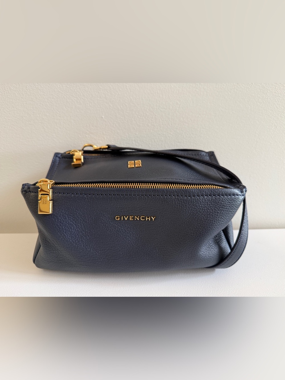 GIVENCHY Sugar Goatskin Mini Pandora Crossbody Bag Handbag, Navy Blue - Picture 2 of 12